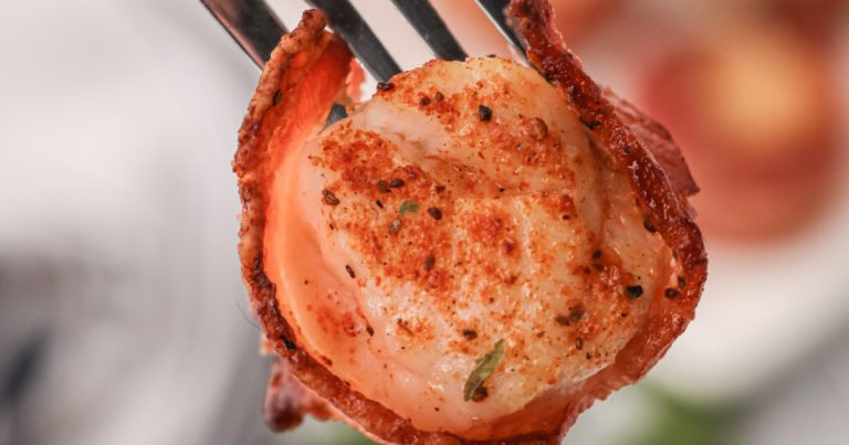 Coquilles Saint-Jacques enveloppées de bacon en air Friteuse