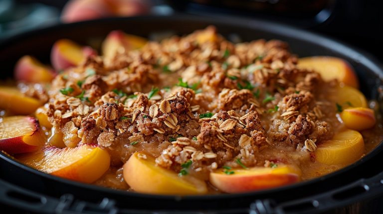 Recette Crumble aux pêches air fryer