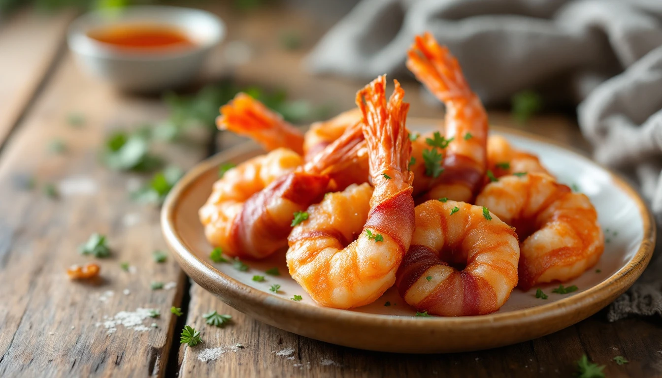 Crevettes au bacon croustillantes à l'Air Fryer