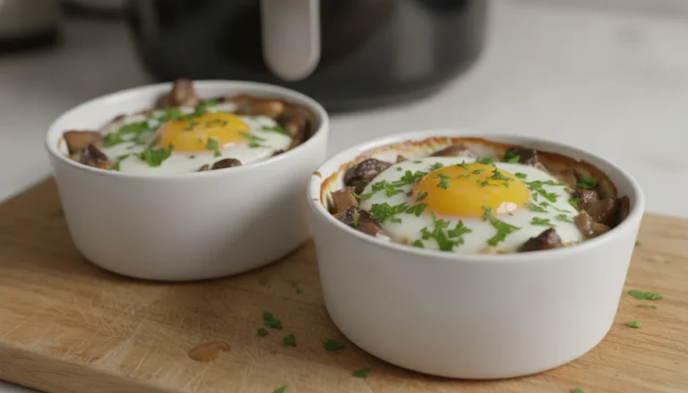 Œufs cocotte aux champignons au Air Fryer