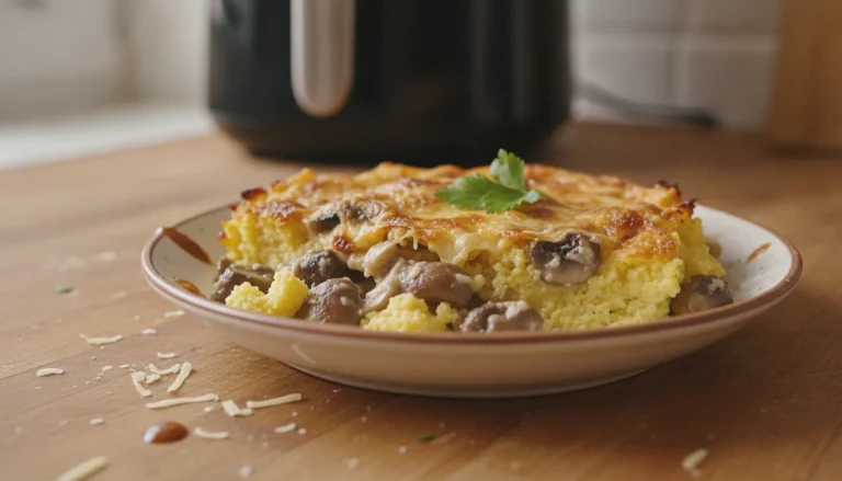 Polenta crémeuse gratinée aux champignons au Air Fryer