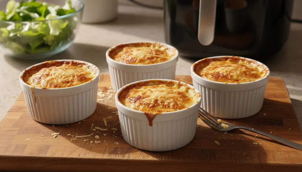 Mini gratins de céleri-rave au Comté dorés et bouillonnants dans des ramequins individuels